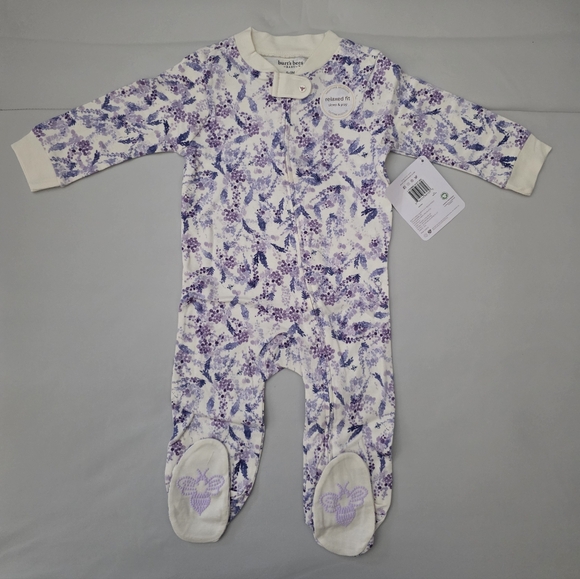 Burt's Bees Other - NWT Burt's Bees - Baby One Piece Sleep & Play - Wisteria - Purple/White 6-9M